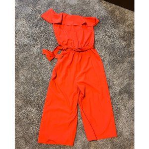 NO BRAND Orange One Shoulder Jumpsuit Size M